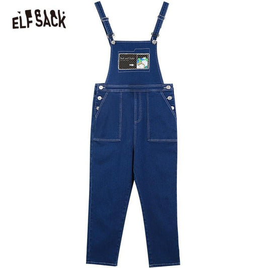 Cartoon Applique Casual Women Overall Denim Jeans,Winter High Waist