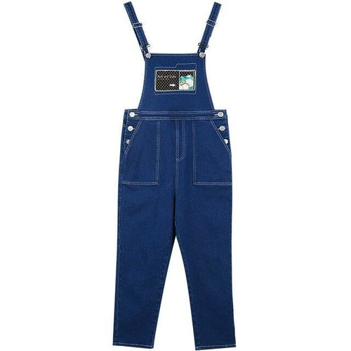 Cartoon Applique Casual Women Overall Denim Jeans,Winter High Waist