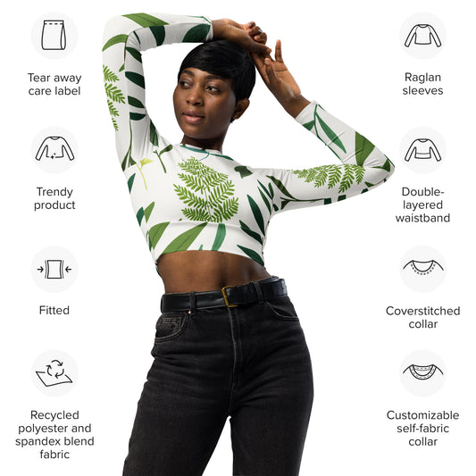 Recycled long-sleeve crop top