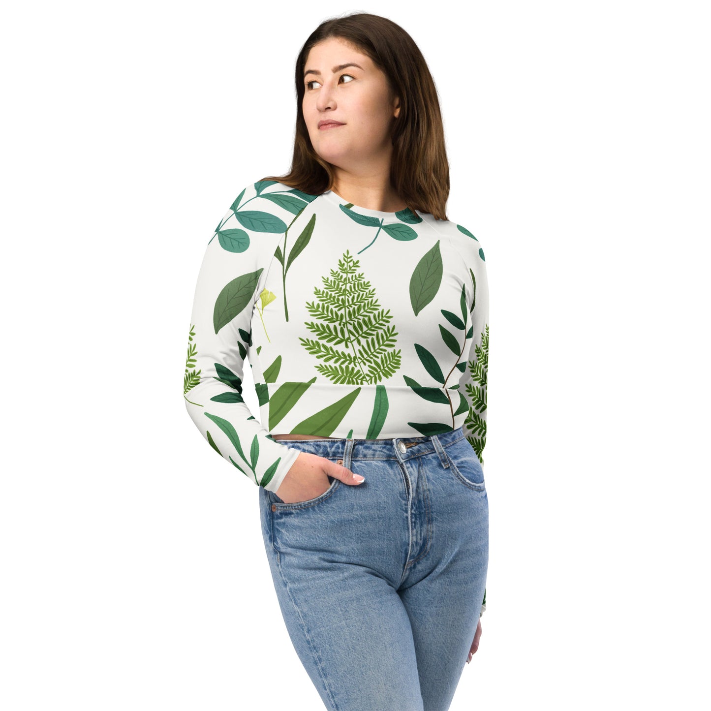 Recycled long-sleeve crop top